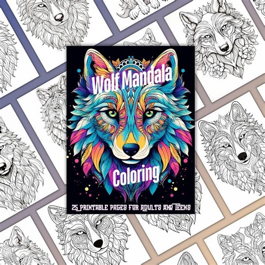 Wolf Mandala Coloring for Adults and Teens. 25 Printable Majestic Wolves. Relaxation Coloring. - Etsy Australia