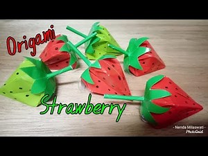 Cara membuat origami strawberry
