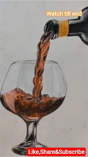 Wine Glass Drawing#Realistic Wine Pouring Drawing#art#shortsfeed #shorts#ytshorts
