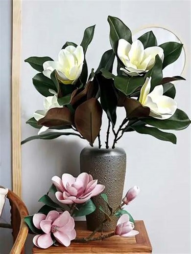 1pc 43-Inch Artificial Magnolia Flower Stem, Suitable For Spring Decor, Home Potted Plant Decor, Room Decor, Hotel Decor And Window Display, Bedroom Decor, Indoor/Outdoor Garden Decor, Graduation, Patio, DIY, Room Decor Aesthetics, Wedding, Kitchen, Office, DIY Vase, Dining Table Decor, Valentine's Day, Gift | SHEIN