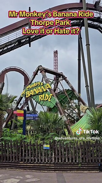 mr monkey banana ride at thorpe park Love it or hate it? #thorpepark #themepark #amusementpark #fyppagee #rollercoaster