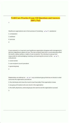 NAB Core Practice Exam 110 Questions and Answers 100 Pass2