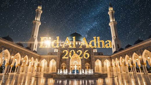 Eid Al Adha 2026 Celebration with Islamic Architecture and Lanterns