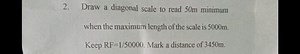 Draw a diagonal scale to read 50 m minimum when the maximum len... | Filo