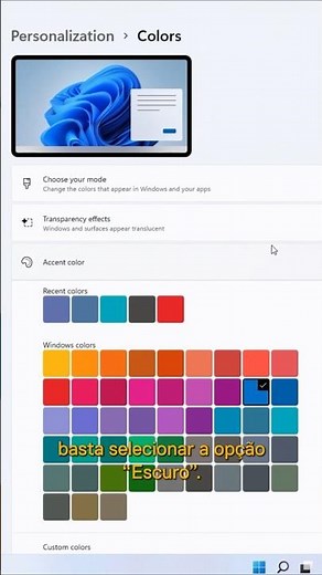 Modo Escuro no Windows 11 - #Shorts