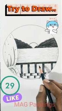 Easy drawing beautiful scenery art in circle / WOW Circle Drawing Trick 😍 Beautiful Nature Art🌄