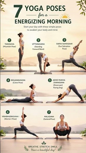 🌅 7 MORNING YOGA POSES 🌅Boost Energy • Improve Flexibility • Stay Focused #yogapose #morningyoga
