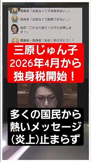 こども家庭庁三原じゅん子こども政策担当大臣筆頭に2026年4月から子育て支援税(独身税)開始！強制的に労働者国民から徴収！加藤鮎子も大概だが本当に自民党公明党に吐き気がします！消費税、ガソリン税等含め