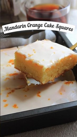 Mandarin Orange Cake Squares Recipe 🍊🍰 #easyrecipe #cny