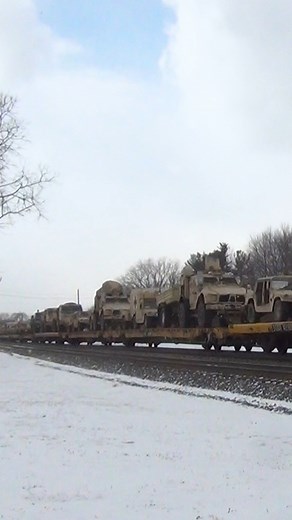 3.9K views · 255 reactions | Military train pulled by KCS motors passes through Berea, OH during a snow shower  #fyp #railway #trains | Trainiac Productions | Facebook