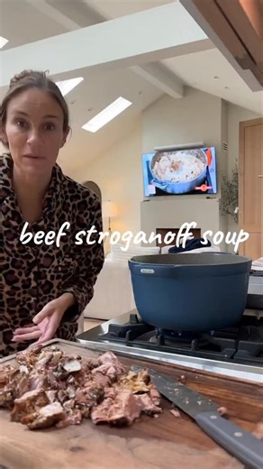 best way to use leftover pot roast is to make your new favorite soup EVER, beef stroganoff soup 🤤 literally every person who has tried this soup LOVED IT 🙌🏼 | Angela Lanter