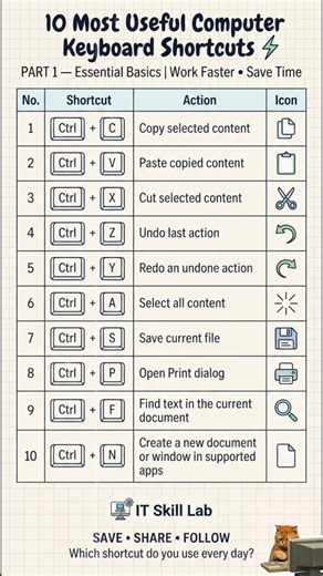 10 Useful computer keyboard shortcut keys || Part 1 #pctips #keyboard #shortcut #asmr