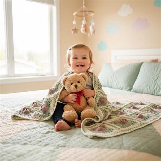 Teddy Bear Blanket Pattern PDF | Easy Baby Blanket Crochet Tutorial | Cute Teddy Design | Step by Step Baby Gift Crochet Pattern - Etsy