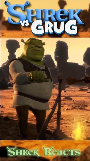 Shrek fights Grug from The Croods