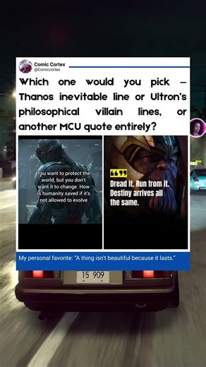 Thanos inevitable quote, Ultron’s philosophical villain lines, or another MCU quote entirely?