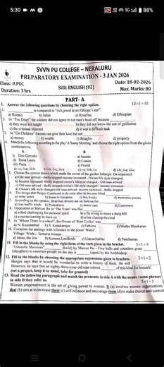 3rd preparatory 2nd PUC english question paper 📜🗞️