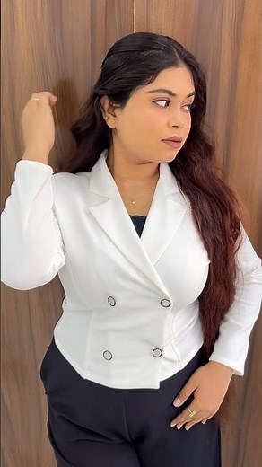 Double breasted blazer style off white crop top premium quality stylish top haul under500 officewear