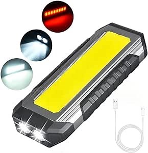 LED Rechargeable Work Light, COB Magnetic Work Light 1500 Lumens Portable Lighting Tool with Magnetic Base and Hook 7 Light Modes for Car Maintenance, Camping, Emergency Work Site Lighting