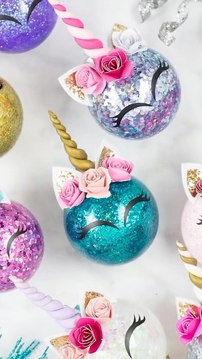 ✨ Add a whimiscal twist to your Christmas tree this year with these unicorn ornaments. It will deck your hall with all things glitter and sparkle! ✨ 🦄 Learn how to make these beautiful glitter unicorn Christmas ornaments on my blog! #diy #unicorn #christmas #ornaments | Sweet Red Poppy