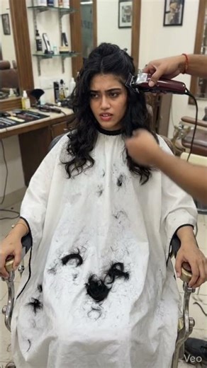 The barber decided to gave her a new haircut #shorthaircut #hair #haircutting #haircut #headshave