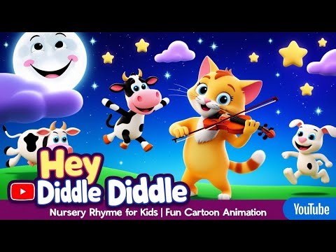 🌙 Hey Diddle Diddle | Nursery Rhyme for Kids | Fun Cartoon Animation 🎶