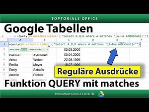 QUERY function with matches | Regular expressions for filtering | Google Sheets