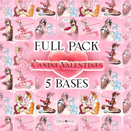 YCH 5 Bases PACK - Canine Valentines Collection | Adult Furry Base Art Illustration Anthro Couple P2u Dog Wolf Ych Furry Base Pack Furries - Etsy