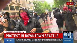 524K views · 2.7K shares | Several things happening in this clip: •SWAT entering downtown Seattle •Looting at various retailers •Our reporter Jonathan Choe and photographer J.D.'s camera getting attacked by protester •Yet another fire breaking out downtown Continuing LIVE updates: https://komonews.com/news/local/protesters-gather-in-seattle-for-2nd-day-of-protests-over-george-floyd-death | KOMO News | Facebook