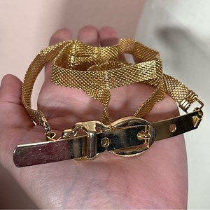 Vintage 1970 80 Retro MCM gold Mesh Metal mobwife streetwear Skinny Chain Belt