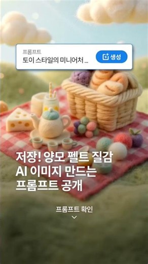 양모펠트 질감 피크닉 AI 이미지, 이렇게 만드세요 🧶 | 어도비 파이어플라이 프롬프트 공개