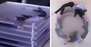 Emotional Paintings of People Diving Into the Unknown Captured on Layered Translucent Panels