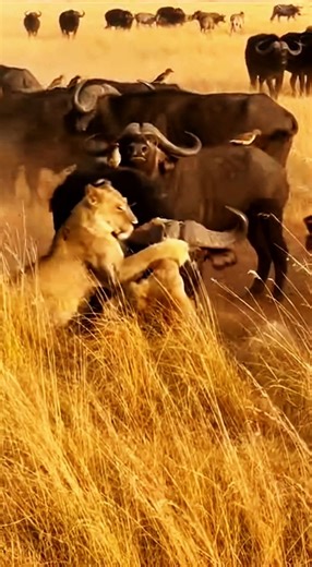 "Lions vs Buffalo Herd Attack! Wild Plains Chaos" #LionsVsBuffalo