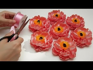 You Won't Believe How Easy! 😍 Gorgeous Peony Flower DIY with Satin Ribbon(step by step tutorial)