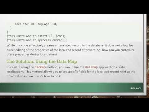 How to Localize Records and Update with TYPO3's DataHandler