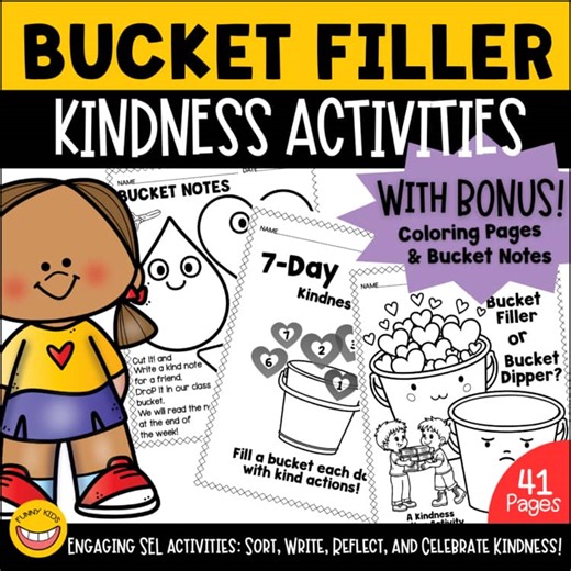 Bucket Filler Kindness Activities | Sorting, Challenges, Reflection & Bonus