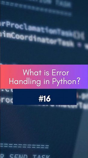 Python Shorts : 16 What is Error Handling in Python? | Try Except Explained Simply 🔥