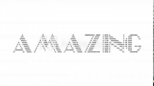 Amazing ascii word animation loop on white background. Ascii code art symbols typewriter in and out effect with looped motion. Stock Video