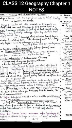 geography class 12 chapter 1 / human geography - nature and scope | handwritten notes | download now