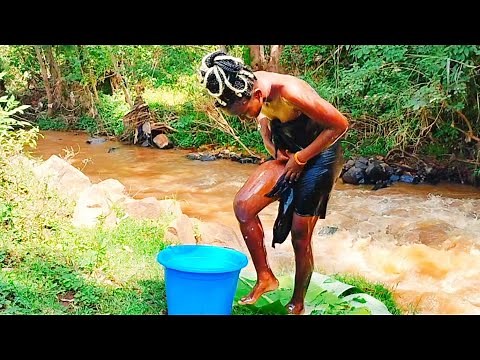 Bathing at the River //African village life.