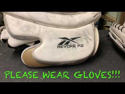 Essan from BAHR shows how to properly remove puck marks from Hockey Goalie Glove & Blocker