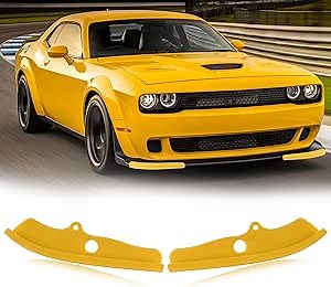 Front Bumper Lip of 2 Pcs - Carbon Fiber Splitter Protector Cover Compatible with 2015-2020 Dodge Challenger Scat Pack R/T GT SRT/SRT 392 Plus, Yellow