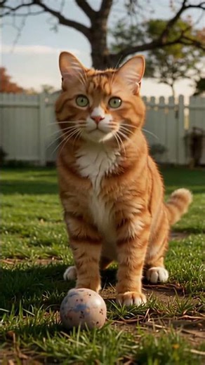 Cat chasing a ball