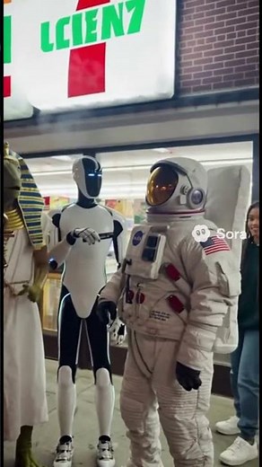 Alien, Lizard Pharaoh, Tesla Robot & Astronaut chillin at Planet 7 Eleven
