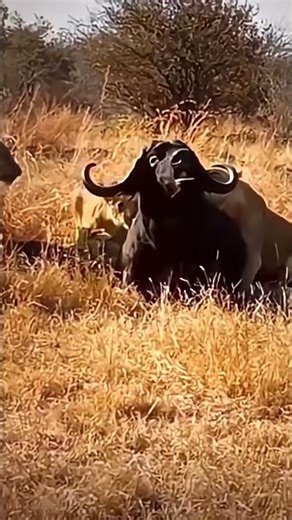 Lion fighting with Buffalo🙀dangerous moments😈 #alamin #wildlife