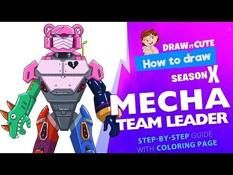 How to draw Mecha Team Leader | Fortnite season 10 step-by-step drawing tutorial with coloring page
