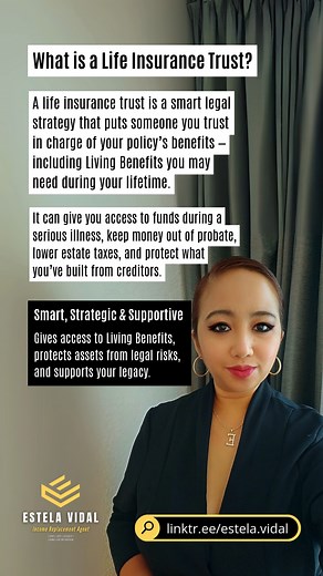 💡 What is a Life Insurance Trust? It’s more than just a death benefit — it’s a smart way to access Living Benefits, reduce taxes, skip probate, and protect your legacy. 🛡️💰 ✅ Access funds during serious illness ✅ Keep assets safe from creditors ✅ Distribute your wealth your way Smart. Strategic. Supportive. Secure your future — while you’re still living. #LifeInsuranceAwarenessMonth #LifeInsuranceTrust #LivingBenefits #ILIT #EstatePlanning #FinancialProtection #LegacyPlanning #TaxSmart #Wealt