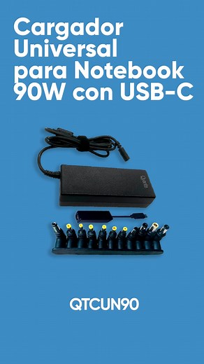 Cargador Universal para Notebook 90W con USB-C - QTCUN90 Hecho de un material innovador a prueba de fuego. Ofrece una carga rápida y conveniente con protección incorporada contra sobrecarga, contra sobretensión, para mantener todos sus dispositivos a salvo. Adaptador USB Tipo-C Carga Rápida PD 18W hasta 87W + 11 conectores intercambiables. ➡ Conocé más en nuestro sitio web: https://bit.ly/3Ejc604 | Quanta Products | Facebook
