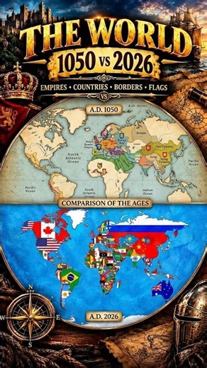 🌍 1050 vs 2026 | WORLD MAP: THEN vs NOW | Medieval World Compared to Today