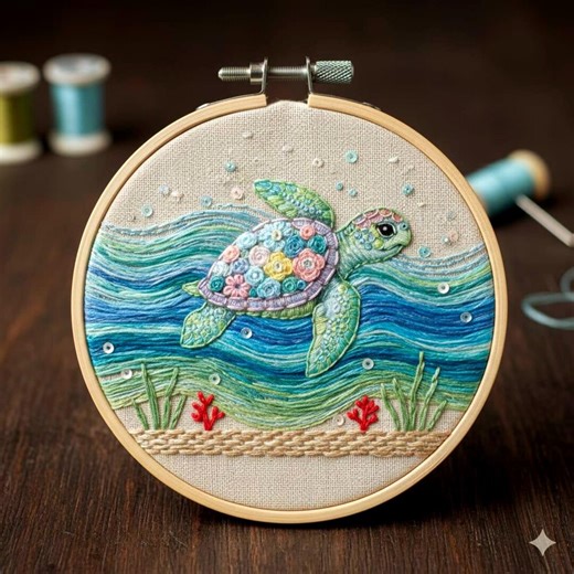 Baby Sea Turtle Hand Embroidery Pattern, Nursery Decor Embroidery PDF - Etsy