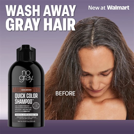 When grays show up unexpectedly, there’s no need to panic! 🎉 ✨No Gray Quick Color Shampoo delivers permanent, natural-looking color you can apply right in the shower, with visible results in just 5 minutes. It fits seamlessly into your routine while providing 100% gray coverage and helping hair feel healthy, smooth, and hydrated. ✨The Hyaluronic YouthRenew™ Bond Complex helps support youthful, resilient-looking strands, while the dual-chamber pump keeps color and developer separated until use. 